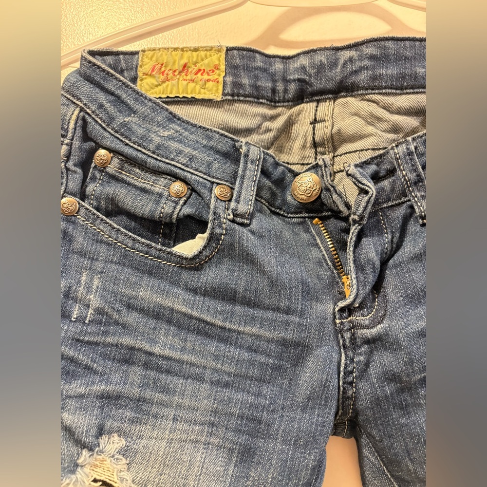 Machine Distressed Blue Jeans - Picture 2 of 5